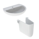Umywalka Rekord - B65 cm, H19 cm, T49 cm, z otworem na baterię, z przelewem Półpostument Rekord